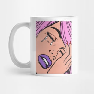 Pastel Pink Crying Comic Girl Mug